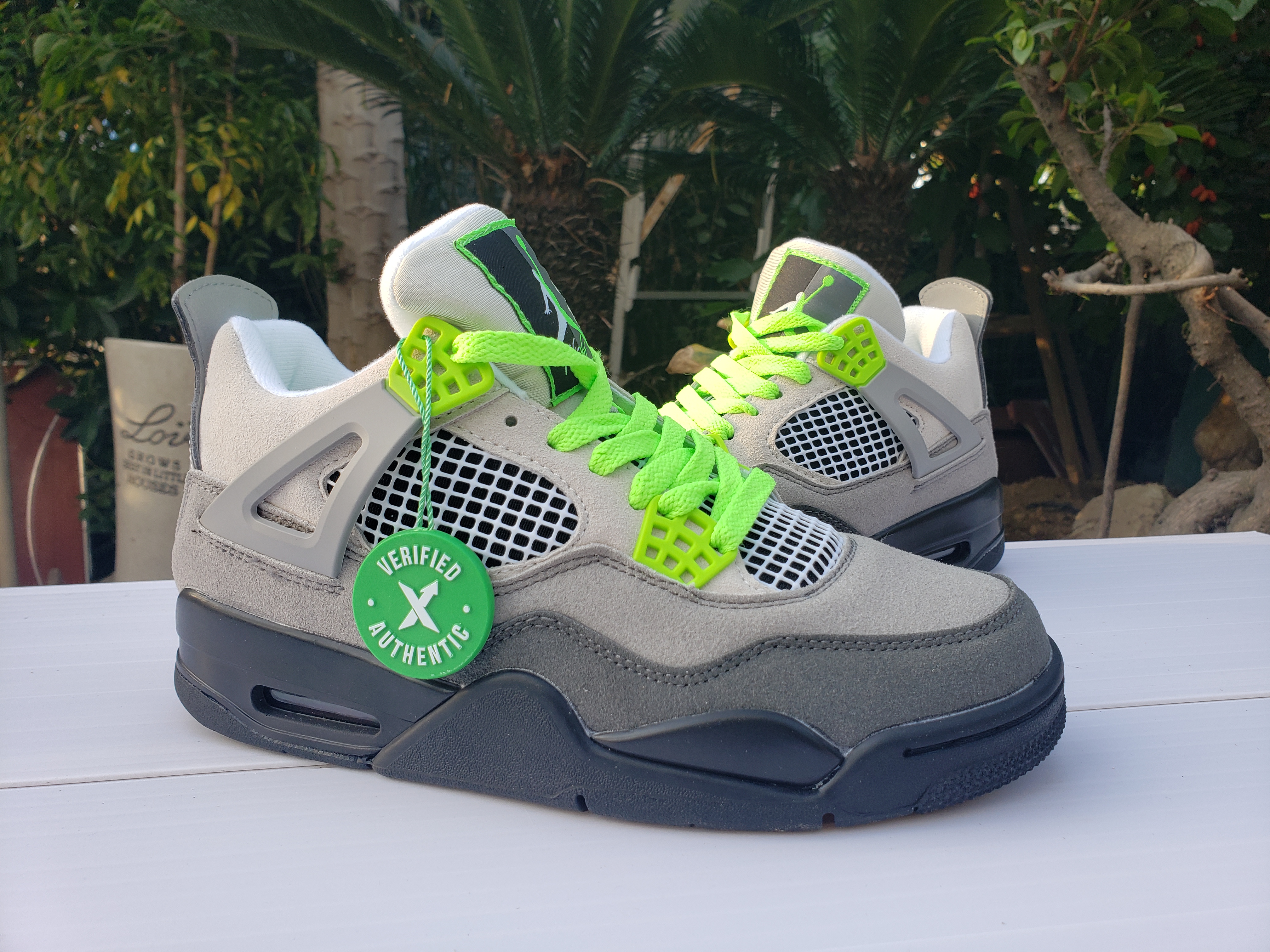 New Air Jordan 4 Grey Fluorscent Green